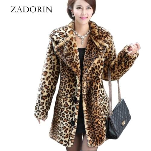 ZADORIN Chaleco Pelo New Winter Women Faux Fur Coat Thick Warm Leopard Coats and Jackets Female Fur Parka manteau femme hiver