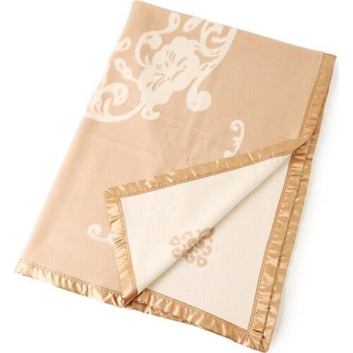 Lambswool cashmere cotton blend luxury jacquard big scarfs shawl double face color quilt blanket 200x250cm 1.8kg