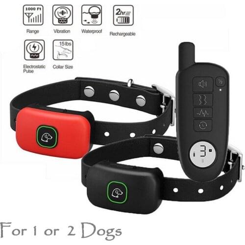 1000ft Dog Training Collar Rechargeable Dog Shock Collar with Remote 3 Training Modes Beep Vibration Shock 100% Waterproof