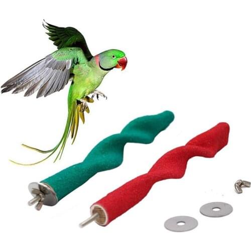 Plastic Exquisite Bird Parrot Green Stand Perch Grinding Claw Cage Decor Hanging Chewing Toy Parrot Perch Bird Cage Accessories