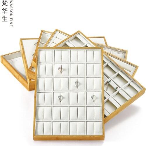 Bamboo wood jewelry ring display tray necklace bracelet earrings storage tray jewelry display props