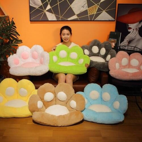 60/80cm Lovely Teddy Bears Paw Plush Pillow Soft Animal Seat Cushion Stuffed Plush Floor Indoor Mat Girls Winter Gift Toy