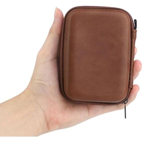 Portable USB Data Cable Organizer Leather Earphone Storage Bag Headphone Case Cover Protector Mini Zipper Hard Pouch Box QW