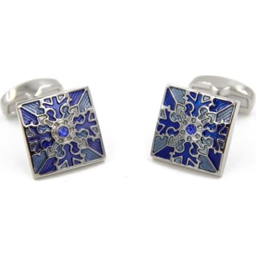 Hot Sale Groom man Cufflinks Polar Star Blue Plated with Silver Color Enamel cufflinks High quality mens wedding Cuff Links