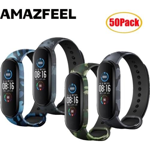 50Pcs/Pack Mi Band 5 Strap Camouflage Silicone Bracelet For Xiaomi Mi Band 5 Smartband Wrist Strap Band Miband 4 3 Belt Accessor