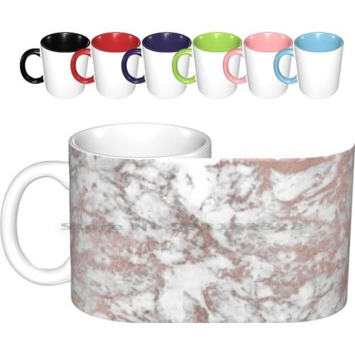 Luxury Faux Rose Gold White Stylish Marble Ceramic Mugs Coffee Cups Milk Tea Mug Luxury Chic Faux Rose Gold Rose Gold White