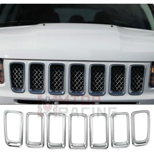 Silver ABS Front Grille Mesh Vent Hole Trims Ring For Jeep Compass 2011 2012 2013 2014 2015 2016