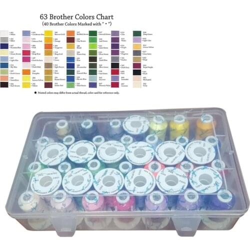 Simthread 40 Brother Colors Kits in Plastic Box Trilobal Polyester Thread for Machine Embroidery Sewing on Brother Janome etc