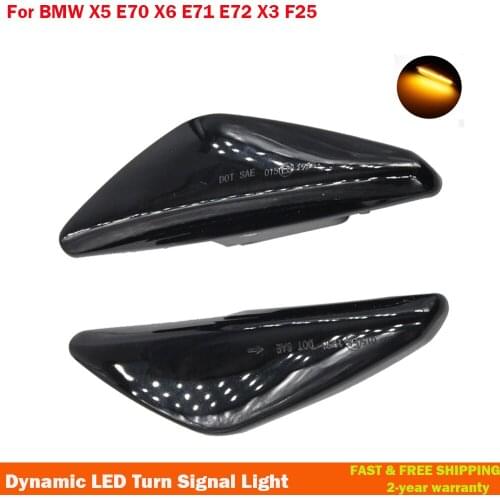 LED Dynamic Side Marker Turn Signal Blinker Flowing Water Blinker Flashing Light For BMW X3 F25 X5 X6 E70 E71 E72 2008-2014