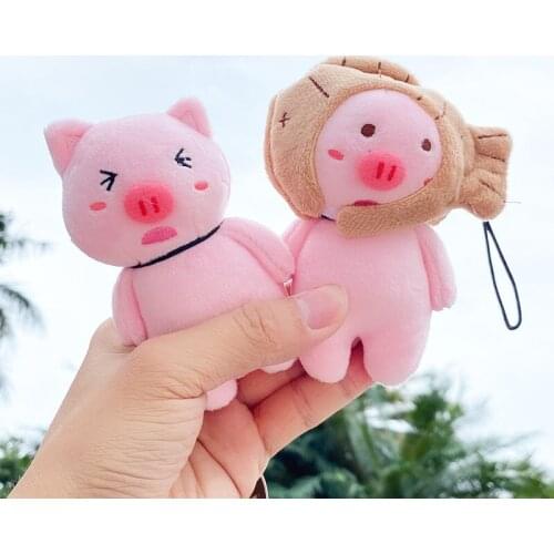 Creative hanging pig schoolbag backpack pendant car key chain pig Plush Toy student fashion doll llaveros kawaii