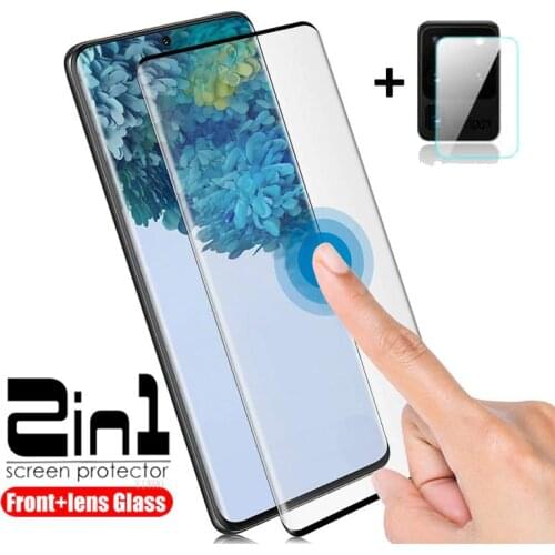 2 IN 1 Tempered Glas Screen Protector For Samsung Galaxy S20Ultra Protective Glass On For Samsung S20 Ultra S 20 Plus S10 S10E