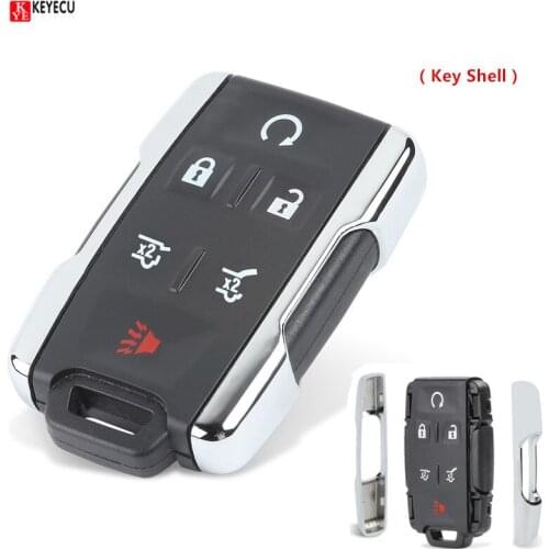 Keyecu Replacement Keyless Entry Silver Side 6 Buttons Remote Key Fob Shell for Chevrolet Silverado 2500 3500 Suburban Chrome