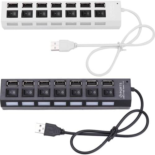 Factory price Hot Selling New 7 Ports LED USB 2.0 Adapter Hub Power on/off Switch For PC Laptop Drop Shipping