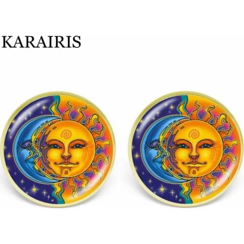 KARAIRIS 2020 New Hot Handmade SUN MOON AND STAR Stud Earrings Wicca Pagan Crescent Moon Earrings For Women Gift