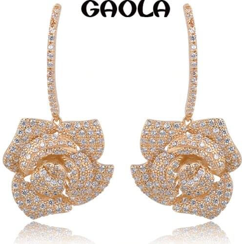 GAOLA Rose gold Color dangle earring,great design,AAA cubic zirconia fashion best quality GLE4642