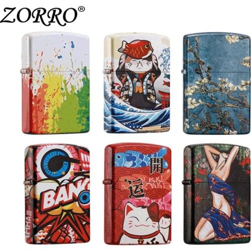 Zorro Mexican girl kerosene lighter windproof color printing skull beauty personality fashion graffiti cigarettes Machine Gift