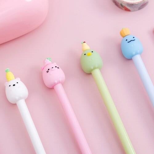 1 Piece Kawaii Gel Pen Korean Cartoon Creative Cute Fruit Head School Office Stationery Sweet Pretty Lovely Funny