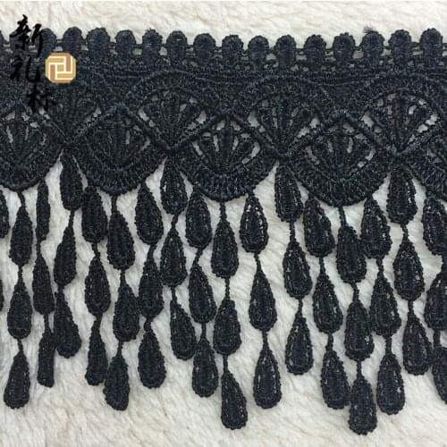 1 Yard Hot Sale Polyester Tassel Fringe African Lace Ribbon Trimming Guipure For Sewing Garment Latin Dress Accessories Diy