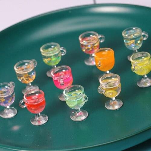 10pcs Color Resin Fruit Drink Cup Pendant Cabochon Flatback Heart Shape Jewelry DIY Embellishment Decoration Craft