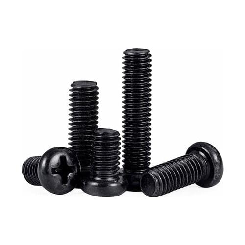 154pcs M1 screws Phillips bolts cross socket screw round head bolt carbon steel pan thread nail small size precision BLACK
