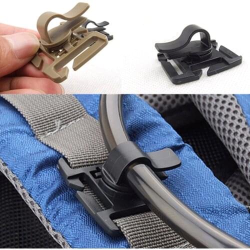 2PCS EDC Drink Tube Clip Gear Water Pipe Hose Clamp Backpack Molle Carabiner Tactical Buckle Outdoor Camping Hike Accessories