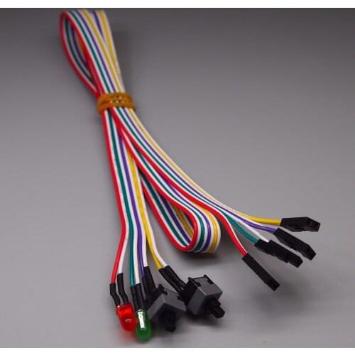 5pcs ATX chassis switch RESET cable power button reset button Double button power switch cable with LED light