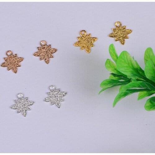 9.8 * 9.5mm multi-color electroplatable copper accessories maple leaf frosted surface necklace pendant jewelry accessories