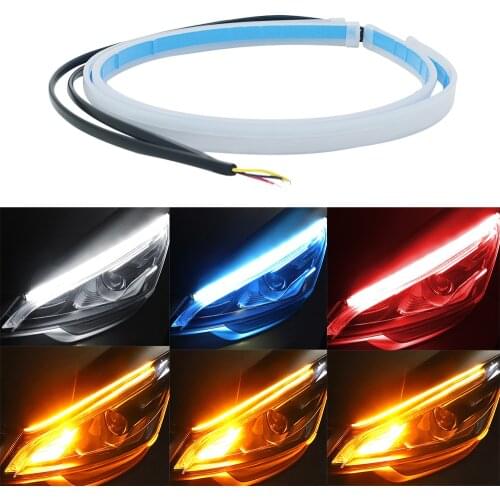 2pcs Car Led Daytime Running Light Strips Waterproof Auto Headlight Flowing Turn Signal Decorative Lamp 12v Flame Retardant