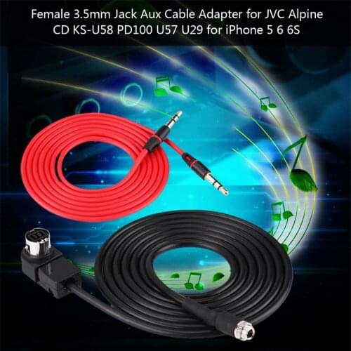 Car AUX Cable Adapter 3.5mm Jack Red Cable for JVC Alpine CD KS-U58 PD100 U57 for iPhone 5 6 6S car socket Car Accessories