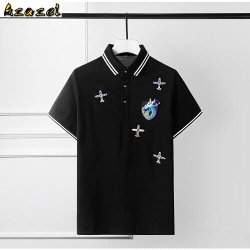 Azazel Short Sleeve Mens T-shirts Luxury Embroidered Badges On Airplane Heads Men T-shirts Fashion Casual Slim Fit T-shirt Man