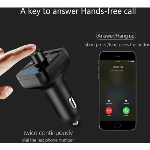 Handsfree Wireless Aux Audio MP3 Player Car FM Transmitter Bluetooth 5.0 FM Radio Modulator Car Kit 3.4A USB Car Charger