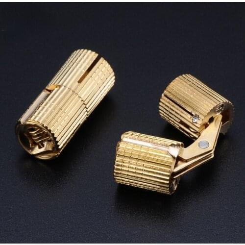Pure Copper Barrel Hinges Cylindrical Hidden Concealed Cabinet Invisible Brass Hinge Gift Box Mount Furniture Hardware