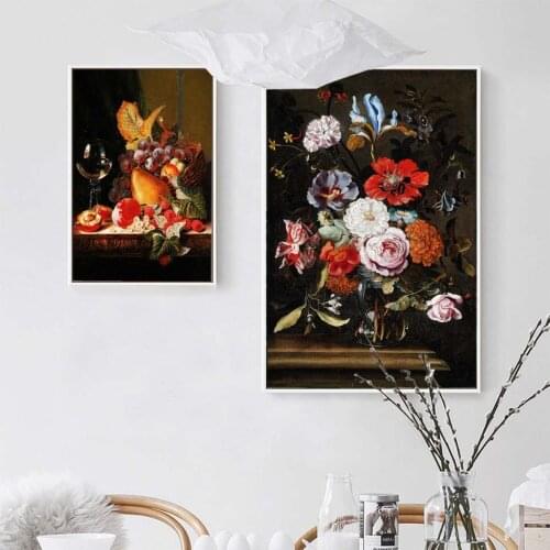 Vinsonloud Home Decoration Poster Prints Wall Art Canvas Paintings Picture Classical flower, antique still life oil painting