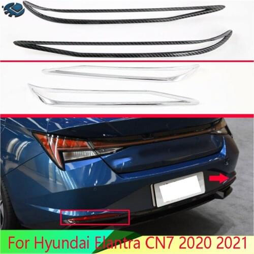 For Hyundai Elantra CN7 2020 2021 Car Accessories ABS Rear Reflector Fog Light Lamp Cover Trim Bezel Frame Styling Garnish
