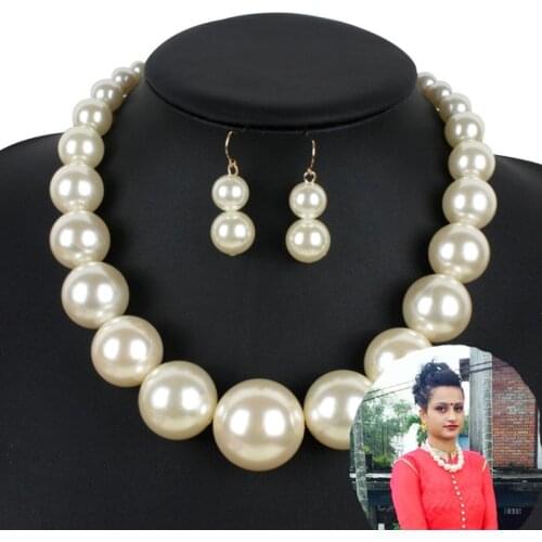 European and American fashion show Necklace big Pearl short collar personality simple necklace exaggerated versatile Necklace