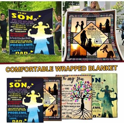Letter Flannel Blanket Cartoon Comfortable Wrap Blanket For Home Office Perfect Letter Warm Blankets Son Love Message Quite