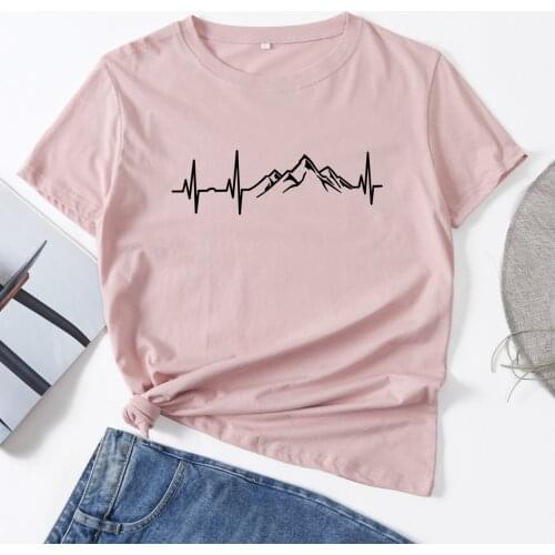 Mountain Hiking Camping Nature Woman T-Shirt Short Sleeve T-Shirts Summer Tops for Women Cotton Graphic Tee Female Shirt Clothes