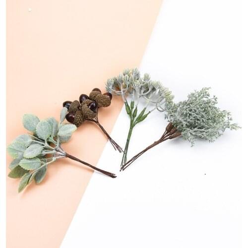 6PCS Artificial Plants Decorative Flowers Wreaths Wedding Home Decoration Accessories Diy Gift Box A Cap Scrapbooking Floristics