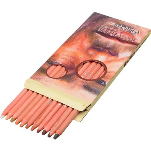 12pcs/set New 17.5cm Wooden Colored Pencils Portrait Drawing Skin Tints Soft Pastel Colored Pencils for Home School Student Use