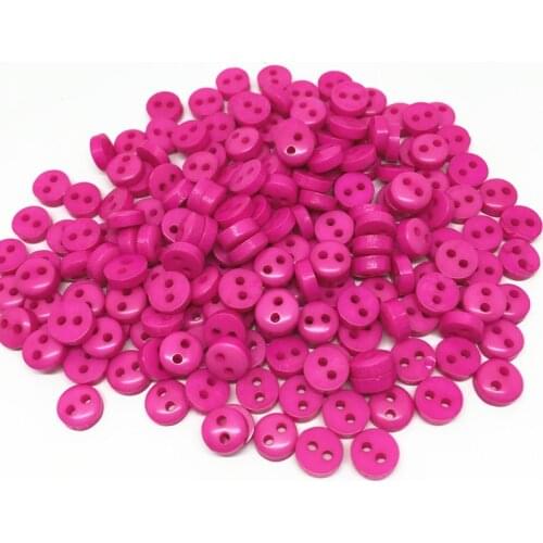 1000pcs 6mm Round Resin Mini Tiny Buttons Sewing Accessory Embellishments BUTTON Scrapbooking Fuchsia