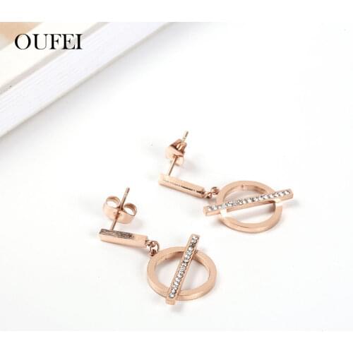 OUFEI Rose Gold Cute Earrings For Women Stainless Steel Jewelry Woman Fashion Womens earrings 2019 Jewelry Accessories