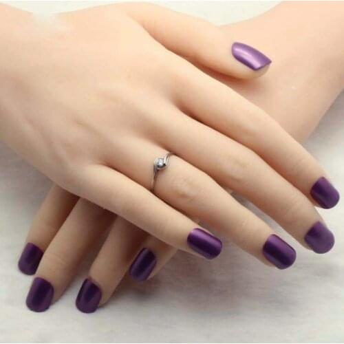 Fashion Lady Candy fake nails tips false nail Short Round End Genuine diamonds purple 010B