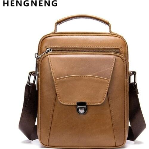 Mens Crossbody Shoulder Bags Cow Leather Handbag Fashion Business Man Messenger Bag High Quality Tote Hot Male Flap Bag