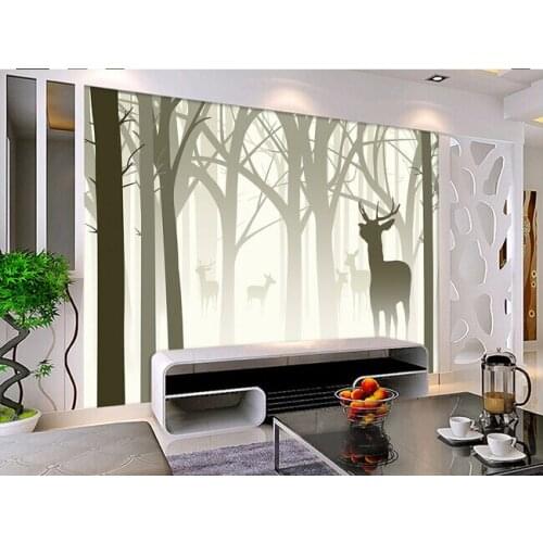 The custom papel de parede,3 d nostalgic abstract hand-painted tree elk silhouette ,living room sofa TV wall bedroom wall paper
