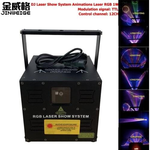 Free Shipping New Laser Light RGB Laser Show DMX ILDA SD Card 25K System 1W Full Color Beam Animation Strobe Projector