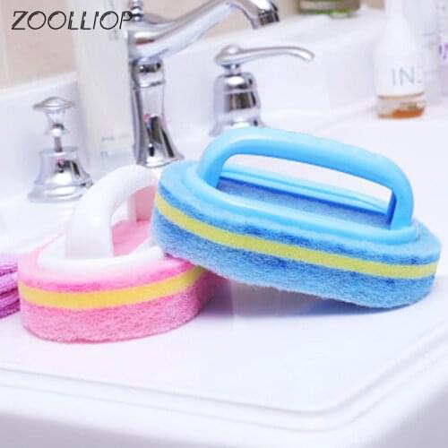 Kitchen Cleaning Bathroom Toilet Kitchen Glass Wall Cleaning Bath Brush Plastic Handle Sponge Bath Bottom Cleaning Tools