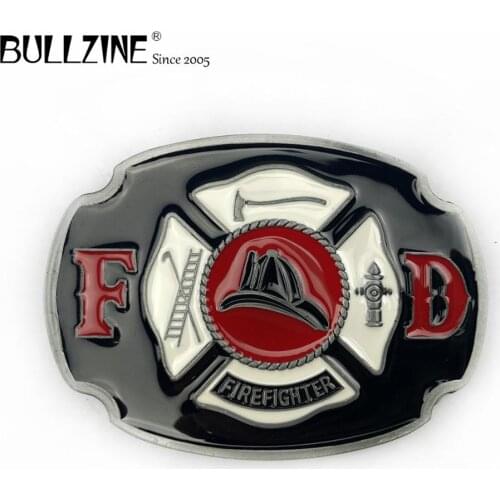 Bullzine wholesale zinc alloy Fire department belt buckle pewter finish FP-01368-1 LUXURIOUS cowboy jeans gift belt buckle
