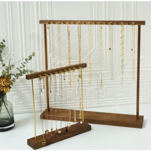 Jewelry Organizer Necklace Display Stand Wood Jewelry Necklace Holder for Store Jewellery Packaging Necklace Shelf Hanging Case
