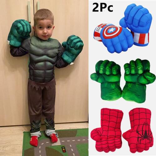 Avengers Hulk Gloves /Captain America/Spiderman Gloves Cosplay Props Kids Halloween Superhero Game Toy Fist Party Gift