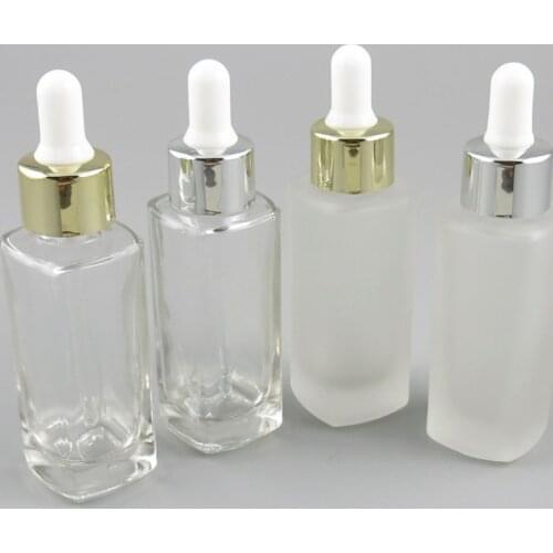 10 x 30ml Square Portable Plastic Dropper Frosted White Clear Glass Essential Oil Bottles With Dropper Essential Oil Container